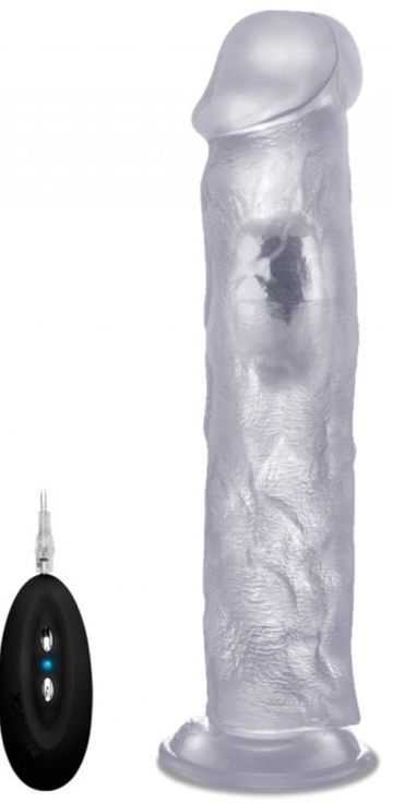 RealRock 9" Cock Med vibrator Crystal Clear 22,8 Cm. lang