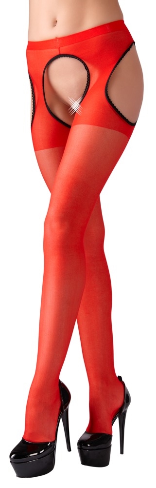 Cottelli Collection Åben rød sex-strømpebuks