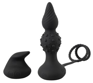 RC Butt Plug with Cock & Ball Rings genopladelig