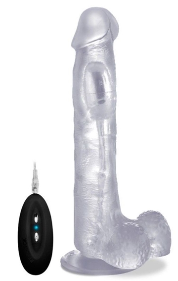RealRock 11,6" Cock Med vibrator Crystal Clear 29,5 Cm. lang