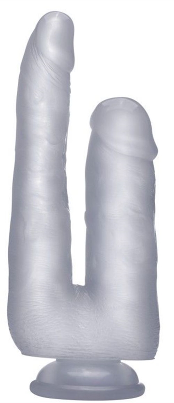 REALROCK 9" DOUBLE COCK 23 CM LANG CRYSTAL CLEAR