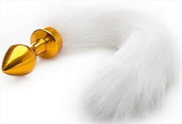 Fox Tail Buttplug - Gold Ø2,5  Cm White Tail
