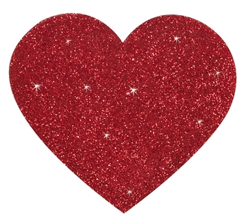 Røde hjerteformede glitter nipple pasties