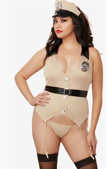 RESTSALG STR. L-XL Dreamgirl Women's  Sexy Traffic Cop Stretch Garter Vest Lingerie