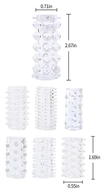 Clear penis sleeve sæt 7 stk.