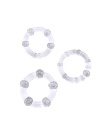 Stay Hard Beaded Cockrings Klare penisringe sæt 3 stk