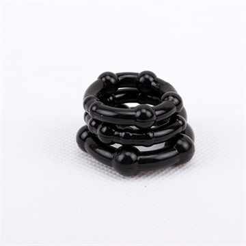 Hotgirl.dk Stay Hard Beaded Cockrings Sorte penisringe sæt 3 stk