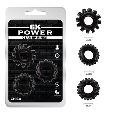 GK Power Gear Up Rings-Black penisringe set 3 pc.