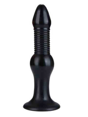 Lang Rillet Sort kæmpe butt plug 26cm