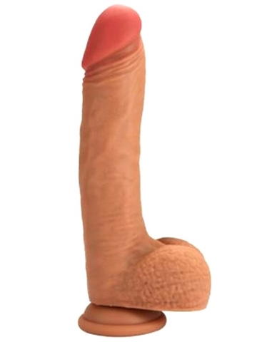 Double Layer Tan silikone sugekop dildo 22,5cm