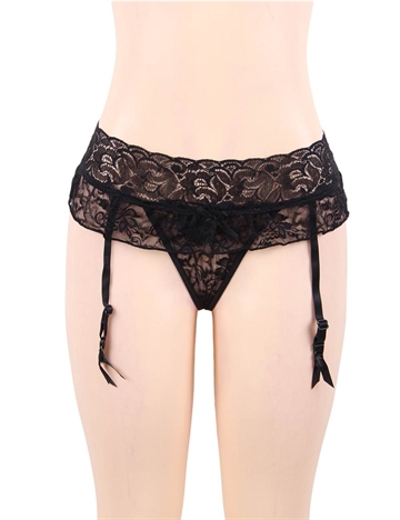 Sexy Lingerie Sort blonde hofteholder g-streng