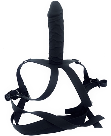 Sort Silikone Kraftig Strap-on dildo harness 60-168cm