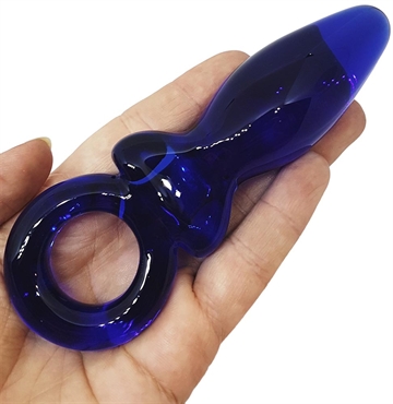 WORLD BEST Glass dildo Deep Blue butt plug
