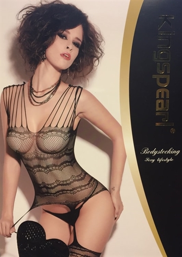 Kingspearl Åben bodystocking med kniplinge-mønster