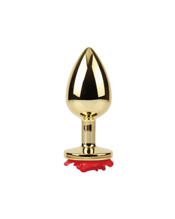 METALIK Guld Rød Rose Small Metal buttplug