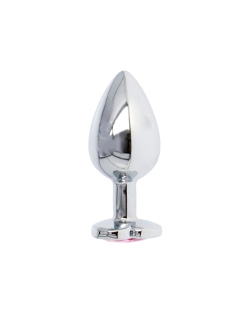 METALIK Sølv Rosa hjerte sten Small Metal buttplug