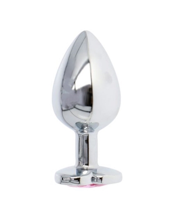 METALIK Sølv Rosa hjerte sten Large Metal buttplug