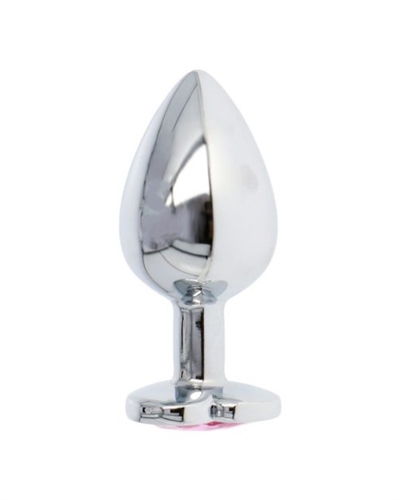 METALIK Sølv Rosa hjerte sten Large Metal buttplug