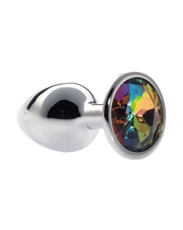 METALIK Sølv Regnbue sten Small Metal buttplug