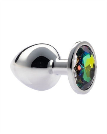 METALIK Sølv Regnbue sten Large Metal buttplug