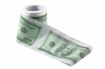 Fest toiletpapir med 100 dollar bills