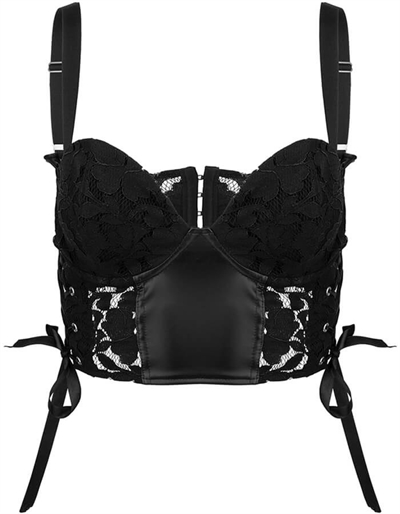 Noir Handmade Læderlook blonde bustier top med snørre