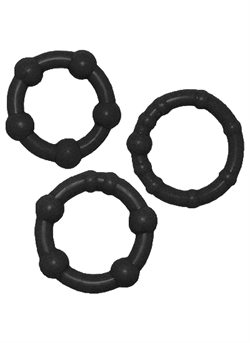 Stay Hard Beaded Cockrings Sorte penisringe sæt 3 stk